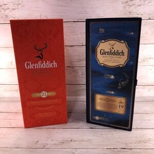 Glenfiddich 21 Reserva Rum Cask & 19 Age of Discovery Empty Whisky Boxes